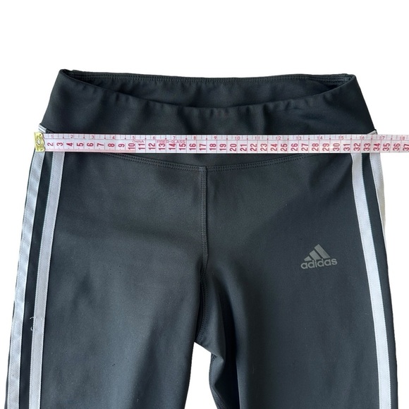 WOMEN'S ADIDAS RUNNING CLIMALITE 7/8 LEGGINGS SIZE  XS BLACK AND WHITE 3-STRIPES - Picture 15 of 16